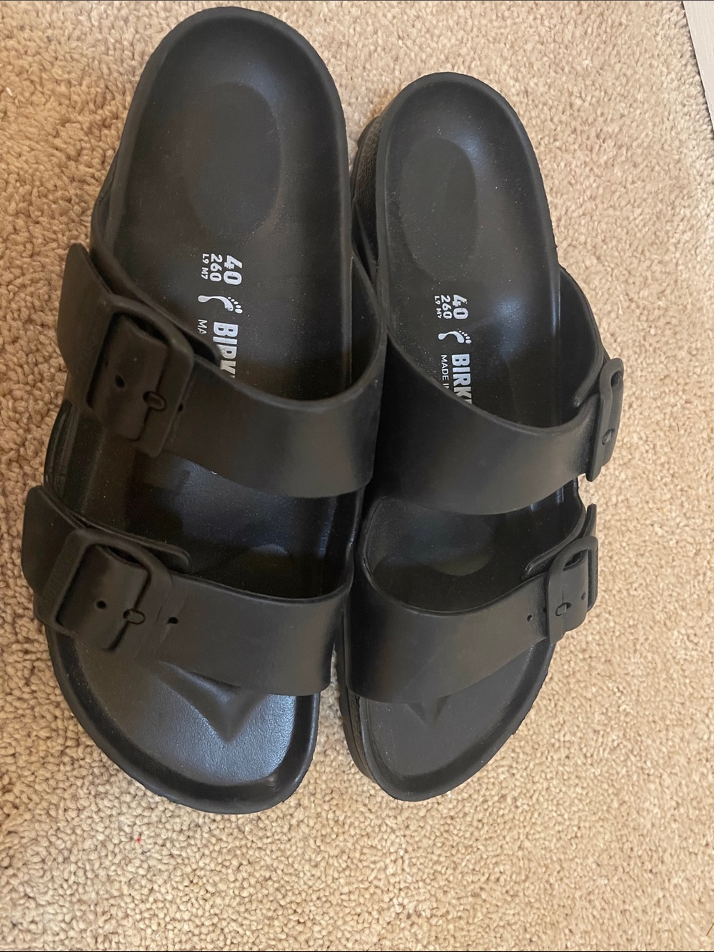 Birkenstock Black Double Strap EVA Sandals size L 9 /M7. Brand New - Picture 3 of 9